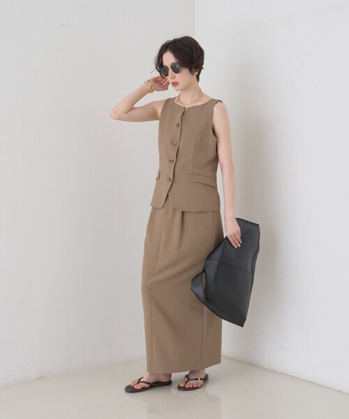 Rouge vif Anna(ルージュヴィフアンナ)の「【セットアップ対応】リネン混タイトスカート(スカート・レディース・チャコールグレー/ベージュ・38/36)」の16枚目の写真
