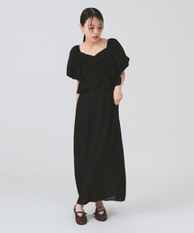 ペプラム パフスリーブ ワンピース