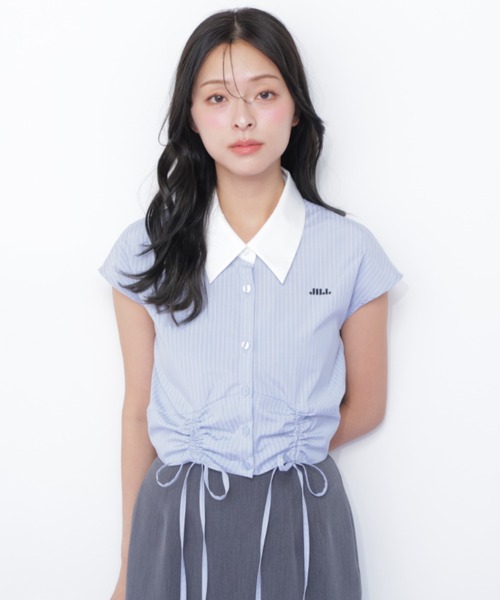 JILL by JILL STUART(ジルバイジルスチュアート)の「ドロストビスチェフレンチスリーブシャツ(シャツ/ブラウス・レディース・ベージュ系その他/ホワイト/ブルー系その他・FREE)」の8枚目の写真