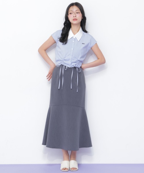 JILL by JILL STUART(ジルバイジルスチュアート)の「ドロストビスチェフレンチスリーブシャツ(シャツ/ブラウス・レディース・ベージュ系その他/ホワイト/ブルー系その他・FREE)」の10枚目の写真