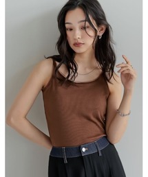 [2026 SUMMER PRE ORDER]チュール切替リブカットソーカップ付きタンクトップ