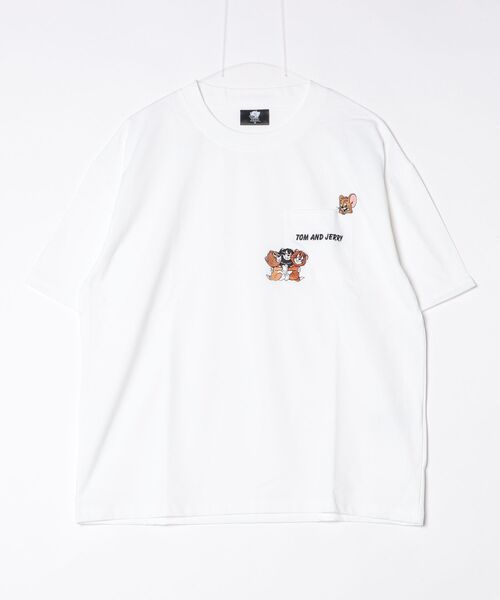 Tom&Jerry(トムアンドジェリー)の「【TOM&JERRY/トムとジェリー】キャラクター刺繍デザイン半袖ポケ付きTシャツ(吸水速乾) ユニセックス(Tシャツ/カットソー・メンズ・オフホワイト/ブラック/ホワイト/スミクロ・MEDIUM/LARGE)」の8枚目の写真
