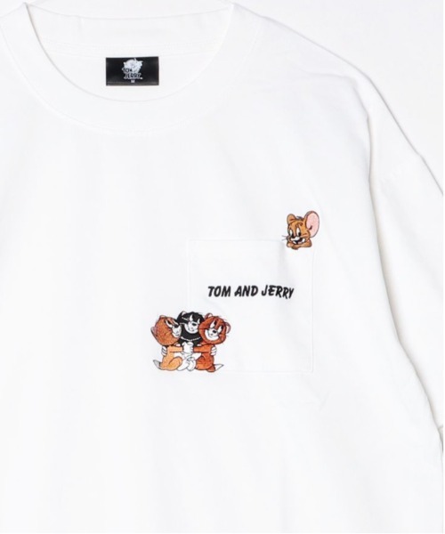 Tom&Jerry(トムアンドジェリー)の「【TOM&JERRY/トムとジェリー】キャラクター刺繍デザイン半袖ポケ付きTシャツ(吸水速乾) ユニセックス(Tシャツ/カットソー・メンズ・オフホワイト/ブラック/ホワイト/スミクロ・MEDIUM/LARGE)」の9枚目の写真