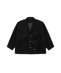 Multi Pocket Batwing Jacket [BLACK]