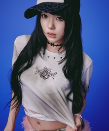 GALFY（ガルフィー）の「GALFY ガルフィー 【LHP EXCLUSIVE】地雷ギャル リブ半袖TEE（Tシャツ/カットソー）」