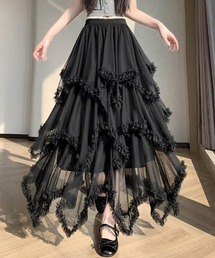 【2026春夏新作】ボリュームチュール ティアードロングスカート
