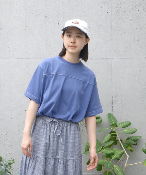 PAR ICI(パーリッシィ)の「C/P配色ステッチTシャツ(Tシャツ/カットソー・レディース・ボルドー/アイボリー/ブルー・FREE)」の2枚目の写真