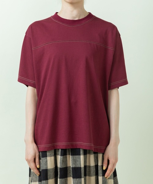 PAR ICI(パーリッシィ)の「C/P配色ステッチTシャツ(Tシャツ/カットソー・レディース・ボルドー/アイボリー/ブルー・FREE)」の14枚目の写真