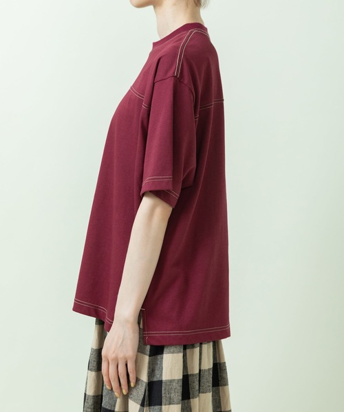 PAR ICI(パーリッシィ)の「C/P配色ステッチTシャツ(Tシャツ/カットソー・レディース・ボルドー/アイボリー/ブルー・FREE)」の15枚目の写真