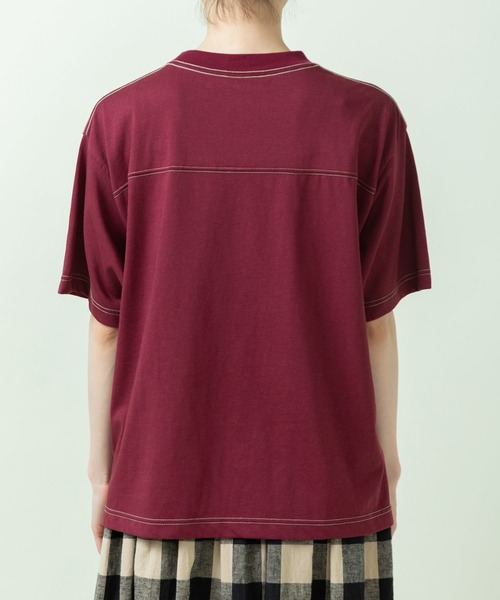 PAR ICI(パーリッシィ)の「C/P配色ステッチTシャツ(Tシャツ/カットソー・レディース・ボルドー/アイボリー/ブルー・FREE)」の16枚目の写真