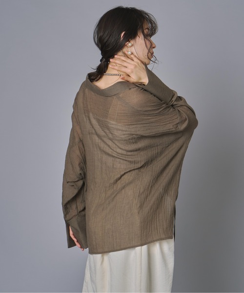 terrace（テラス）の「ドロストヘムスキッパーガーゼブラウス（シャツ/ブラウス・レディース・ブラック/ブラウン/オフホワイト・FREE）」の10枚目の写真