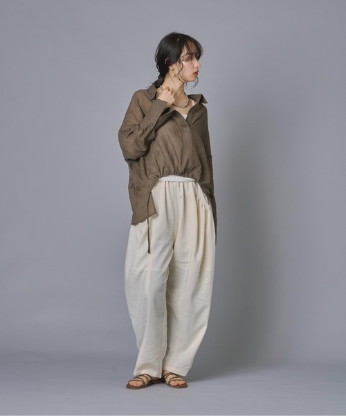 terrace（テラス）の「ドロストヘムスキッパーガーゼブラウス（シャツ/ブラウス・レディース・ブラック/ブラウン/オフホワイト・FREE）」の21枚目の写真