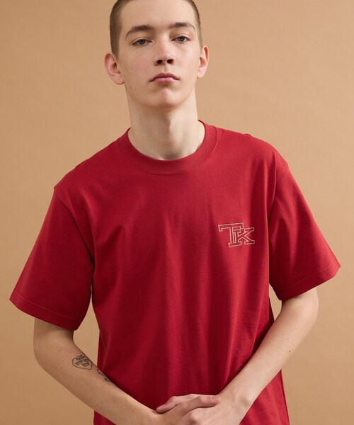 40ｃｔ＆525（フォーティーカラッツアンドゴーニーゴ）の「【Sサイズ～】TKワンポイント刺繍半袖Tシャツ（Tシャツ/カットソー・メンズ・ベージュ/ワインレッド・01/04/03/02）」の8枚目の写真