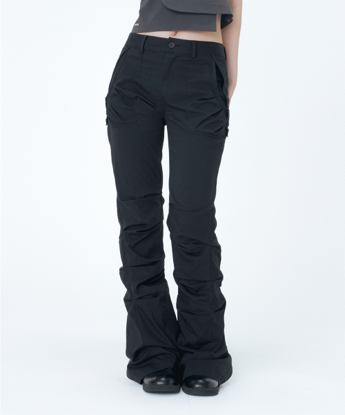 セール】Shirring pocket bootscut pants BLACK（その他パンツ