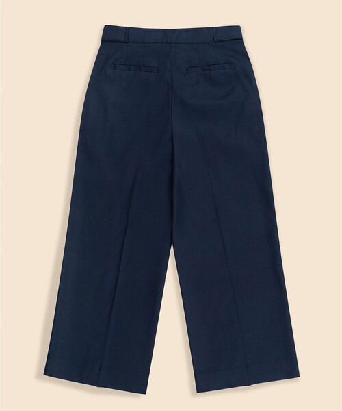 BROOKS BROTHERS(ブルックスブラザーズ)の「リネンブレンド サイドタブ ワイドレッグ クロップドパンツ(スラックス・レディース・ネイビー・0/2/6)」の2枚目の写真