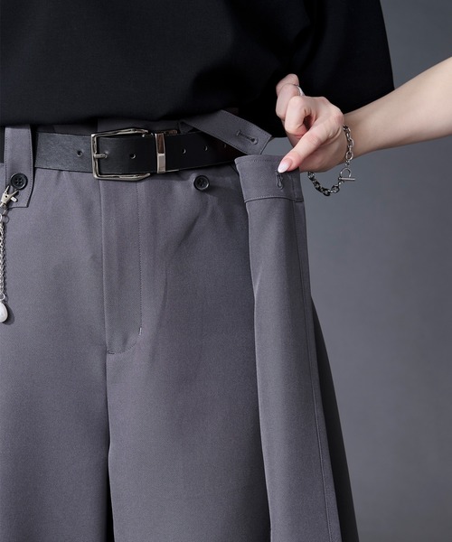 Ellno Loset(エルノロゼット)の「2wayフラワー刺繍ラップワイドパンツ(スラックス・メンズ・ブラック/グレー・LARGE/MEDIUM/SMALL/X-SMALL)」の14枚目の写真