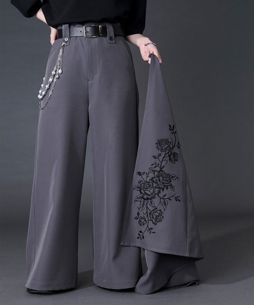 Ellno Loset(エルノロゼット)の「2wayフラワー刺繍ラップワイドパンツ(スラックス・メンズ・ブラック/グレー・LARGE/MEDIUM/SMALL/X-SMALL)」の15枚目の写真