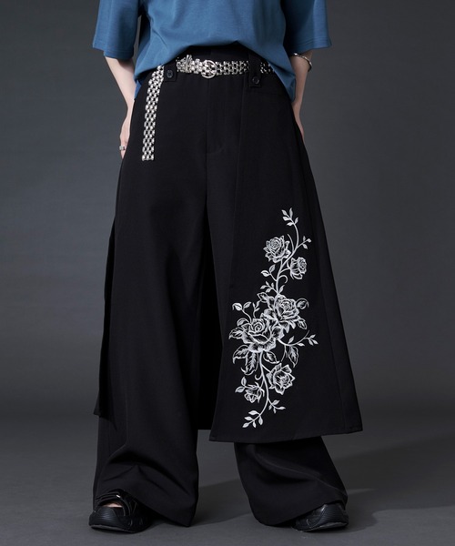Ellno Loset(エルノロゼット)の「2wayフラワー刺繍ラップワイドパンツ(スラックス・メンズ・ブラック/グレー・LARGE/MEDIUM/SMALL/X-SMALL)」の20枚目の写真