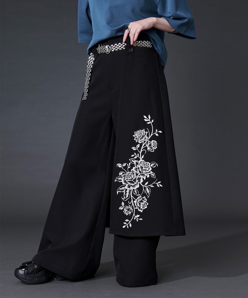 Ellno Loset(エルノロゼット)の「2wayフラワー刺繍ラップワイドパンツ(スラックス・メンズ・ブラック/グレー・LARGE/MEDIUM/SMALL/X-SMALL)」の21枚目の写真