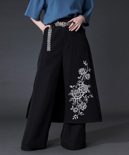 Ellno Loset(エルノロゼット)の「2wayフラワー刺繍ラップワイドパンツ(スラックス・メンズ・ブラック/グレー・LARGE/MEDIUM/SMALL/X-SMALL)」の19枚目の写真