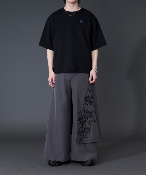 Ellno Loset(エルノロゼット)の「2wayフラワー刺繍ラップワイドパンツ(スラックス・メンズ・ブラック/グレー・LARGE/MEDIUM/SMALL/X-SMALL)」の18枚目の写真