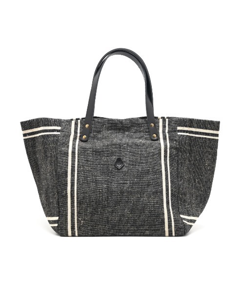 CLEDRAN(クレドラン)の「【A4サイズも入る大容量】CL3913 HAND&WORK COTTON JUTE STRIPE TOTE L(トートバッグ・レディース・ベージュ/ブルーグレー/ブルー/グレー/ブラック・FREE)」の2枚目の写真