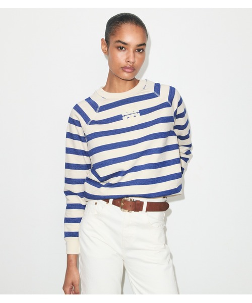 TORY BURCH(トリーバーチ)の「ストライプ コットン スウェットシャツ(Tシャツ/カットソー・レディース・ホワイト×ブルー・MEDIUM/SMALL/X-SMALL)」の2枚目の写真