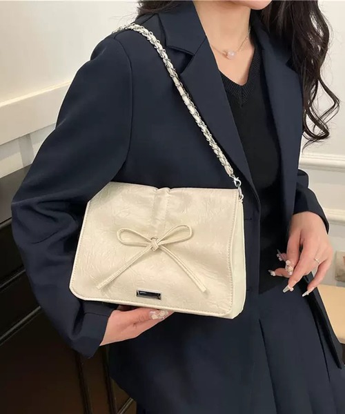 WESTSEA（ウエストシー）の「リボンデザイン チェーンショルダーバッグ（ショルダーバッグ・レディース・ブラック/ベージュ/ワイン/オフホワイト/ブラウン・FREE）」の12枚目の写真