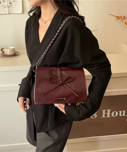 WESTSEA（ウエストシー）の「リボンデザイン チェーンショルダーバッグ（ショルダーバッグ・レディース・ブラック/ベージュ/ワイン/オフホワイト/ブラウン・FREE）」の21枚目の写真
