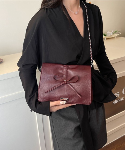 WESTSEA（ウエストシー）の「リボンデザイン チェーンショルダーバッグ（ショルダーバッグ・レディース・ブラック/ベージュ/ワイン/オフホワイト/ブラウン・FREE）」の20枚目の写真
