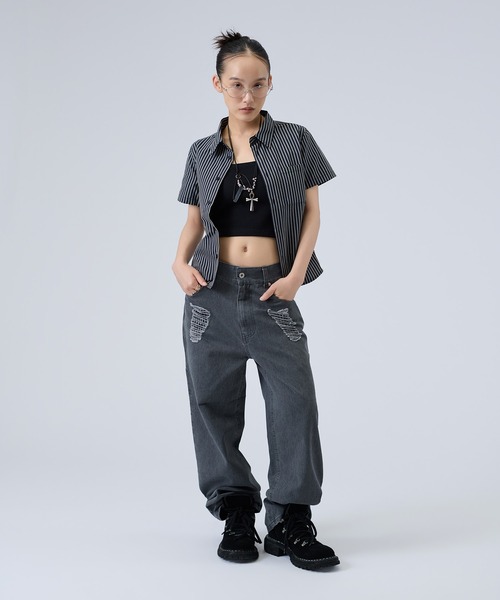 FTW(エフティダブリュー)の「STRIPE COMPACT SHIRTS(シャツ/ブラウス・レディース・ネイビー/ベージュ・SMALL/MEDIUM)」の22枚目の写真