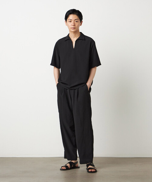 COMME CA ISM(コムサイズム)の「【セットアップ対応】楊柳ポリエステル ワンタックワイドテーパードパンツ(スラックス・メンズ・チャコール/ブラック・LARGE/MEDIUM/SMALL)」の7枚目の写真