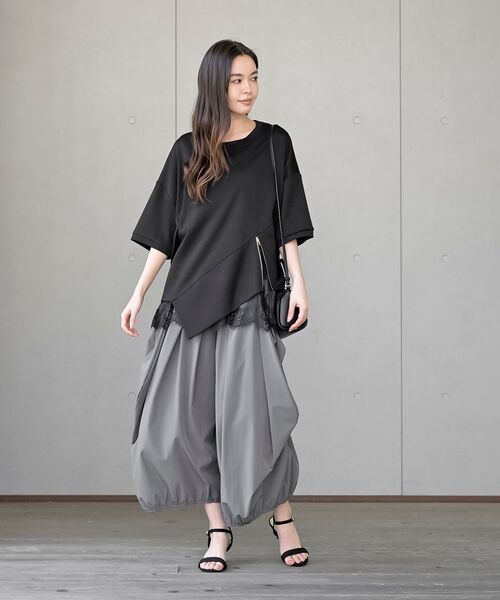 rps(アールピーエス)の「カット楊柳フロントZIP変形T(Tシャツ/カットソー・レディース・オレンジ/ブラック/チャコールグレー・フリー)」の12枚目の写真