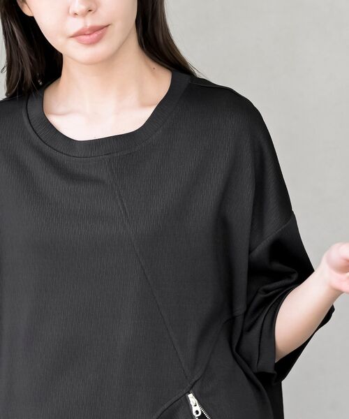 rps(アールピーエス)の「カット楊柳フロントZIP変形T(Tシャツ/カットソー・レディース・オレンジ/ブラック/チャコールグレー・フリー)」の16枚目の写真