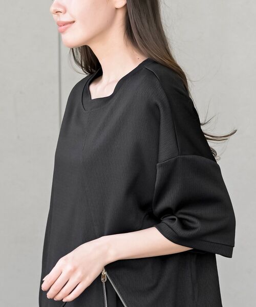 rps(アールピーエス)の「カット楊柳フロントZIP変形T(Tシャツ/カットソー・レディース・オレンジ/ブラック/チャコールグレー・フリー)」の17枚目の写真