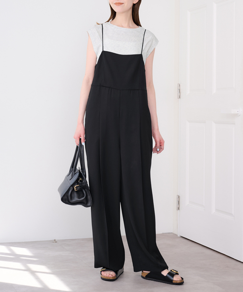 U by SPICK&SPAN(ユーバイスピックアンドスパン)の「《WEB限定 / 追加 / 2枚セット》WPL トラウザーサロペット(つなぎ/オールインワン・レディース・ブラック/モカ・36/38)」の1枚目の写真