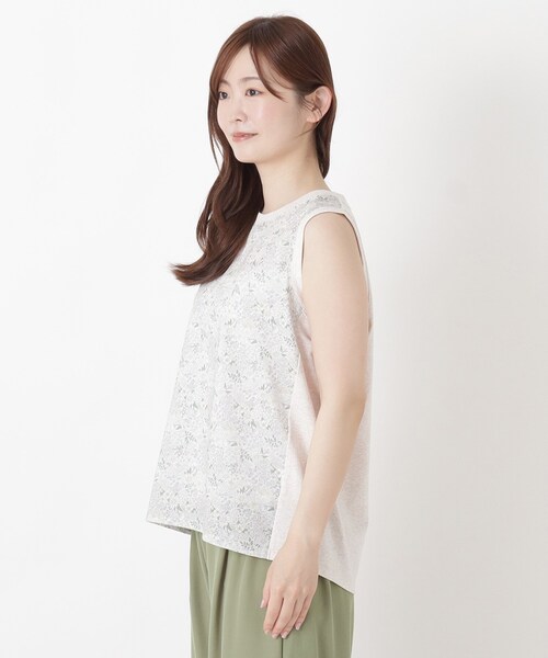 one'sterrace(ワンズテラス)の「花柄プリント 天竺切替 タンクトップ(Tシャツ/カットソー・レディース・ネイビー系5/ホワイト系9/アイボリー系8・02)」の15枚目の写真