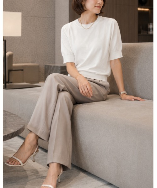 FAZVY(ファズビー)の「クルーネック五分袖ニット(Tシャツ/カットソー・レディース・ブラック/ホワイト・M)」の6枚目の写真