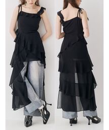 EVRIS（エヴリス）の「【SNS万バズワンピ】フリルショルダーアシンメトリーロングワンピース　夏服（ワンピース）」