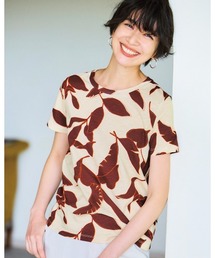 綿スラブ・総柄プリントTシャツ