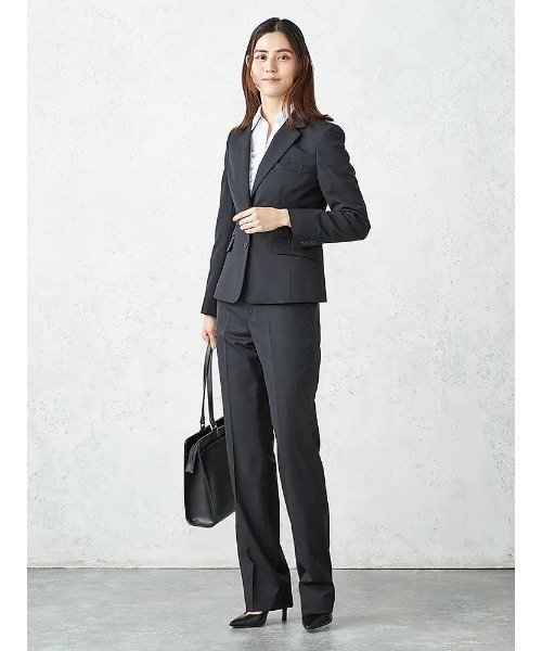 Perfect Suit FActory(パーフェクトスーツファクトリー)の「シルク混リクルート ギャバセットアップJK(テーラードジャケット・レディース・ブラック・5号)」の4枚目の写真