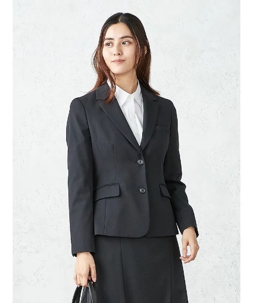 Perfect Suit FActory(パーフェクトスーツファクトリー)の「シルク混リクルート ギャバセットアップJK(テーラードジャケット・レディース・ブラック・5号)」の12枚目の写真