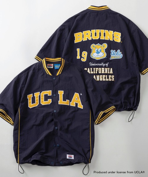 UCLA(ユーシーエルエー)の「【75】【UCLA/ユーシーエルエー】/【NUTMEG/ナツメグ】ダブルネーム スタジャンライク リブラインシャツ ドローコード(シャツ/ブラウス・メンズ・ブラック/ネイビー・M/L)」の1枚目の写真