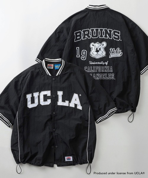 UCLA(ユーシーエルエー)の「【75】【UCLA/ユーシーエルエー】/【NUTMEG/ナツメグ】ダブルネーム スタジャンライク リブラインシャツ ドローコード(シャツ/ブラウス・メンズ・ブラック/ネイビー・M/L)」の2枚目の写真