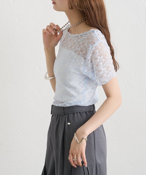mystic(ミスティック)の「レースメローフレンチT(Tシャツ/カットソー・レディース・ブラウン/オフホワイト/ブルー・FREE)」の11枚目の写真