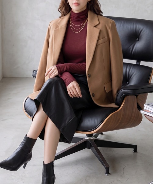 Belta attrice（ベルタアトリーチェ）の「【秋新作】夢見るスムースコットン100レイヤード見え くしゅタートルネック長袖シアー インナーカットソー/薄手 1重袖  秋冬（Tシャツ/カットソー・レディース・ライトグリーン/ターコイズブルー/ダークカーキ/ブラック/バーガンディー/グレー/サンドベージュ/ワイン/ローズ/ダークパープル/ストーン・FREE）」の13枚目の写真