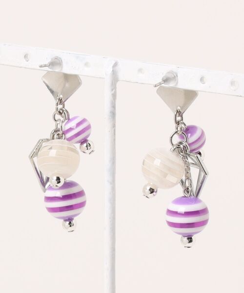 VIBGYOR（ヴィブジョー）の「【MUURABBTI】パープルボーダーとダイヤモチーフピアス(MA)（ピアス（両耳用）・レディース・パープル・FREE）」の3枚目の写真