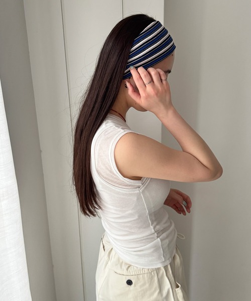 CANAL JEAN(キャナルジーン)の「Lakey Park ボーダーリブヘアバンド(ヘアバンド・レディース・ネイビー/グレー・ONE SIZE)」の5枚目の写真
