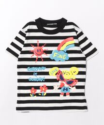 PUFFY PRINT HAPPY DAYS ボーダー半袖Tシャツ
