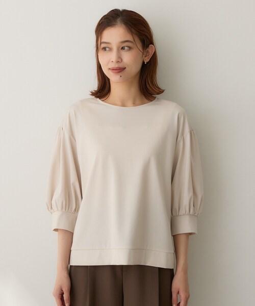 UNTITLED(アンタイトル)の「【楽にきれい見え/体型カバー】パフスリーブジャージトップス(Tシャツ/カットソー・レディース・ブラック/ナチュラル/オフホワイト・00/02/04/48/50/44)」の17枚目の写真